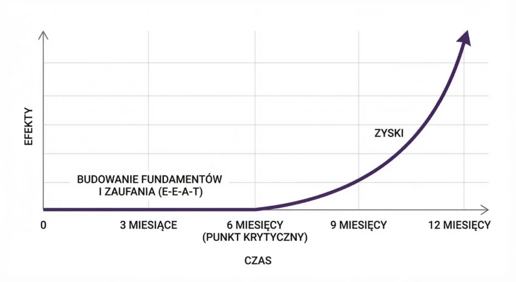 Budowanie fundamentów marketingu b2b poprzez E-E-A-T i rozciągnięte w czasie.