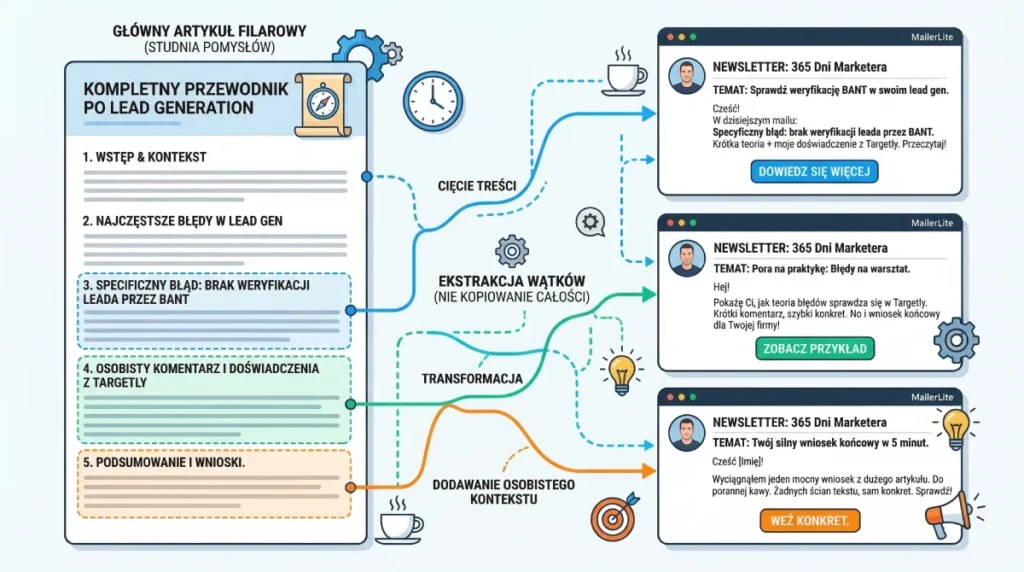 Jak dystrybuować długie formy z Twojego bloga na pomniejsze publikacje, studnia pomysłów i dystrybucja postów.