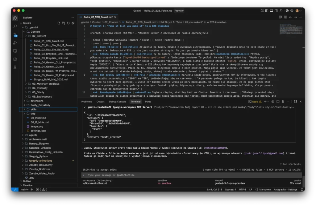 Tak wygląda praca z Antigravity z Antigravity CLI