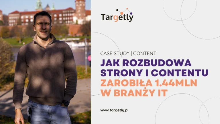 Baner blogowy, który promuje case study o tym, jak rozbudowa strony i contentu zarobiła 1.4mln złotych w branży IT
