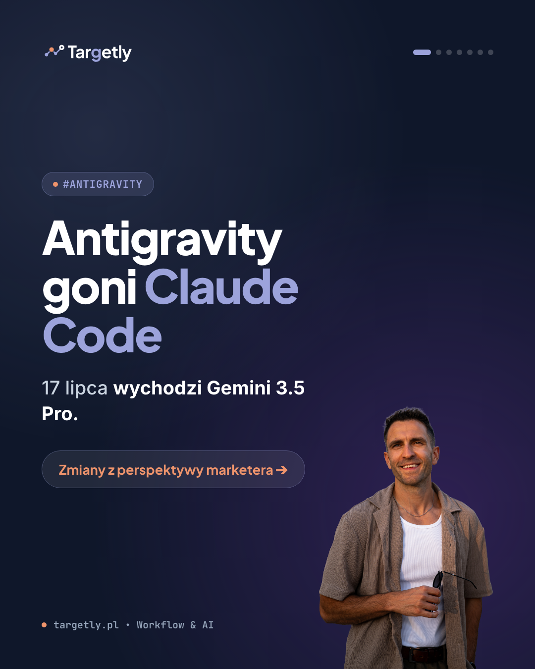 Okładka karuzeli na ciemnym tle z postacią i czytelnym nagłówkiem wygenerowana w kodzie